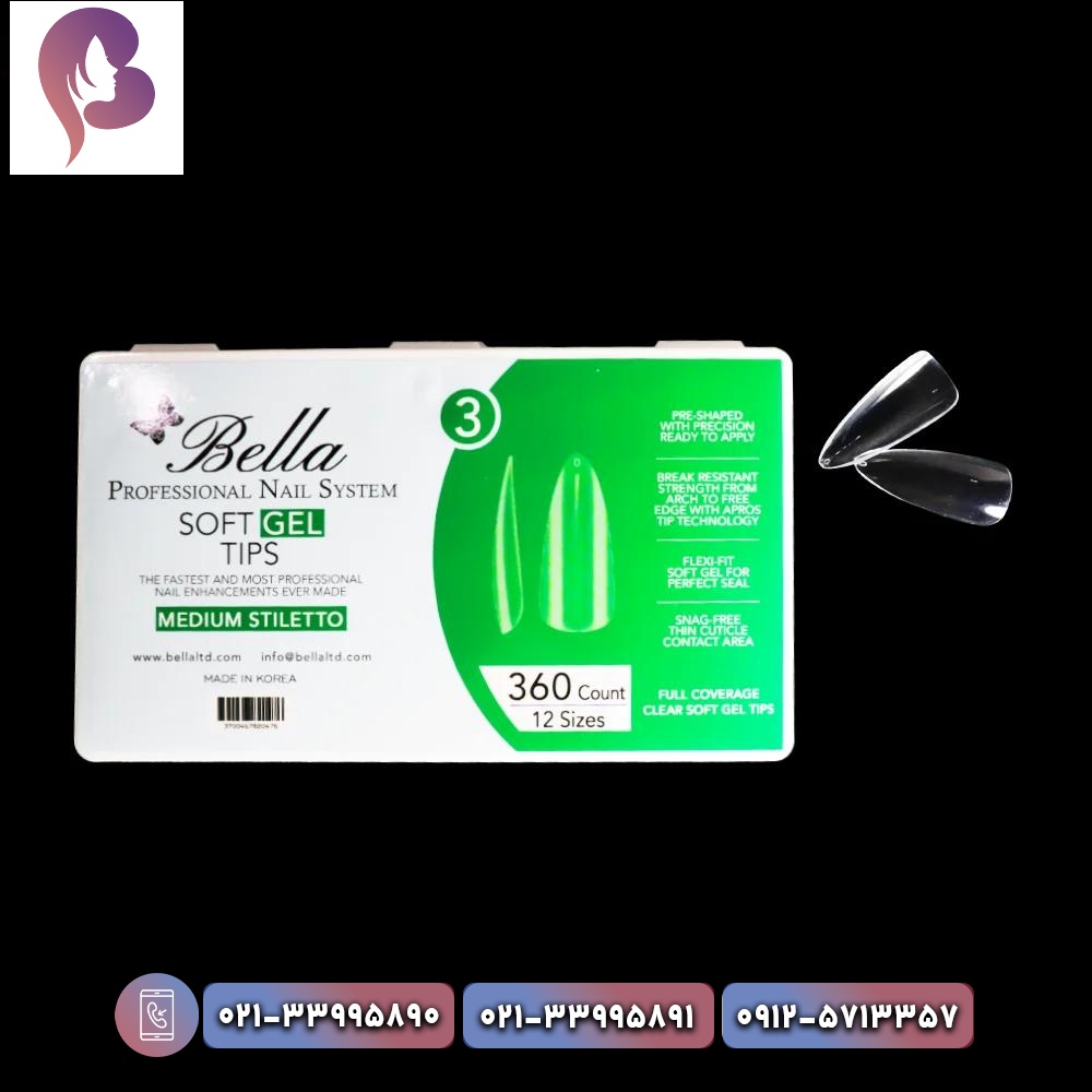 3644.jpg تیپ ژل کاشت ناخن (ژلیکس) Medium stiletto سبز بلا Bella